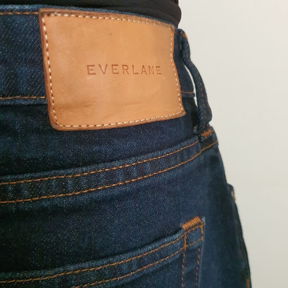 Everlane Denim Pencil Skirt Blue Dark Wash Button Front Size 27 (S) - Picture 4 of 12